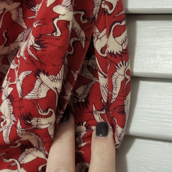 Urban Outfitters Kimchi Blue Women's Skirt Small Red With Cranes EUC - Picture 6 of 6